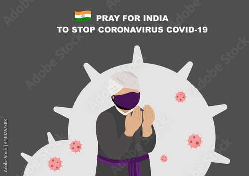 Pray for Indian vector, campaign to stop corona virus ,Covid-19 illustration ep01 photo