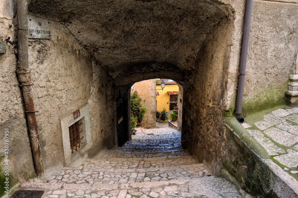 Guardia Sanframondi, Italy, alleys between the old houses of a medieval village in the province of Benevento, Italy. 