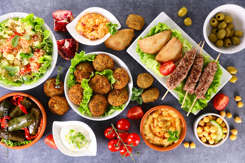assorted middle eastern and arabic dishes