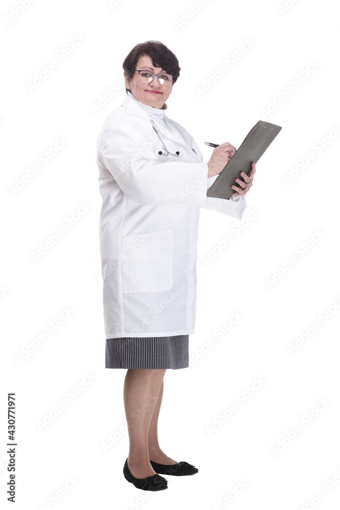 in full growth. senior female doctor with a clipboard. in full growth. senior female doctor with a clipboard.