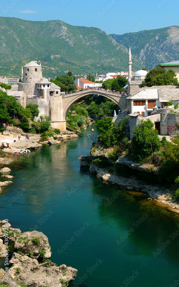 city of Mostar and Neretva River