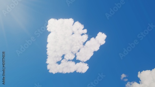 3d rendering of white clouds in shape of symbol of file signature on blue sky with sun