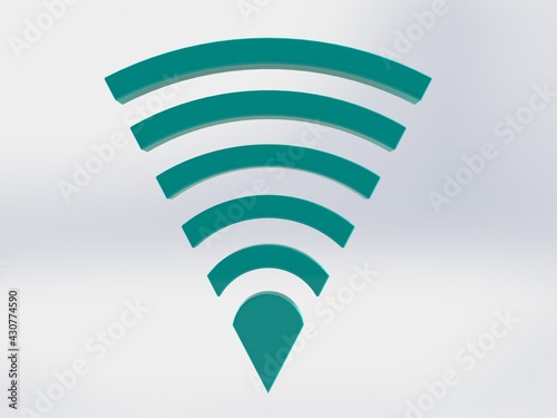 3D Rendering Blue Wifi Wireless Network Symbol isolated on white background – Illustration 