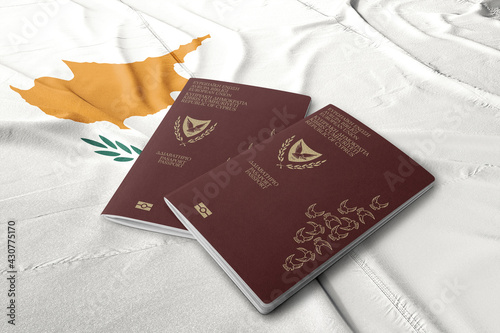 Cypriot passport on the flag of the state of Cyprus, citizenship by investment
