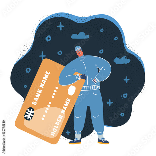 Vector illustration of Thief to steal your credit card information