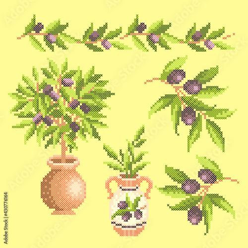 cross stitch olive set