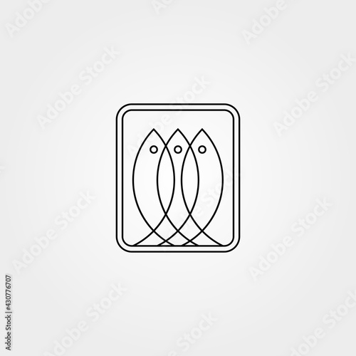 line art three fish abstract logo vector symbol illustration design