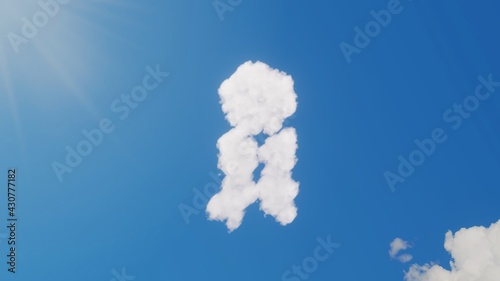 3d rendering of white clouds in shape of symbol of compass on blue sky with sun