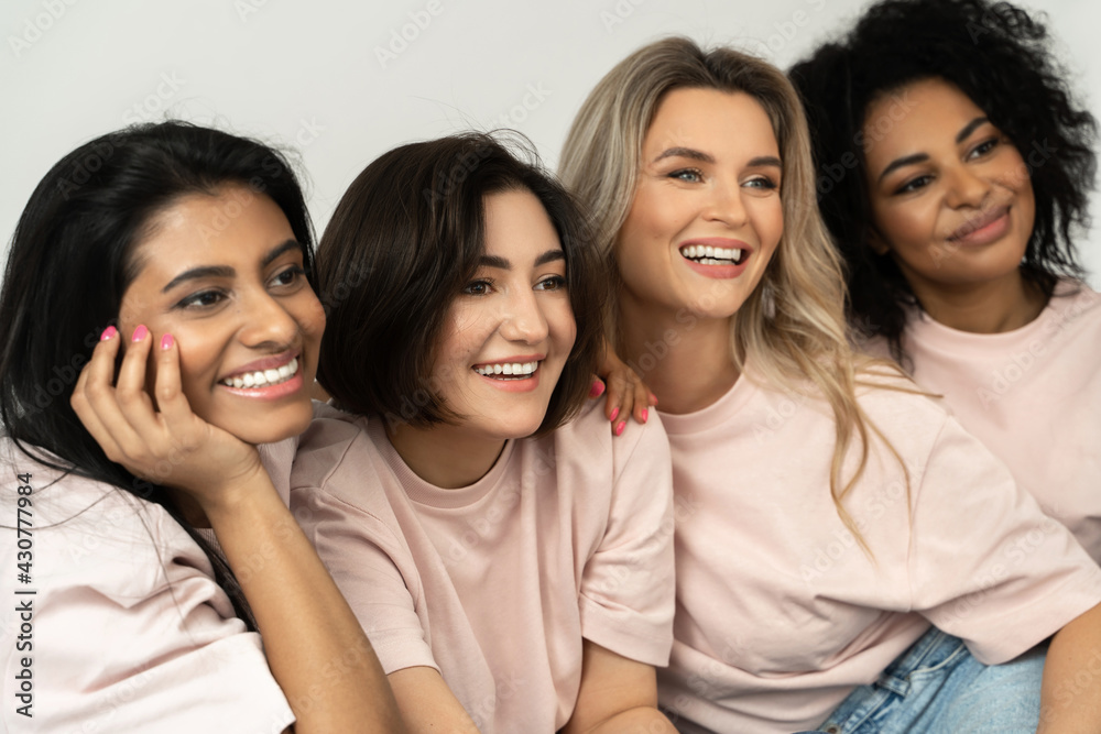 Multicultural diversity and friendship. Group of different ethnicity women. Multicultural diversity and friendship. Group of different ethnicity women.