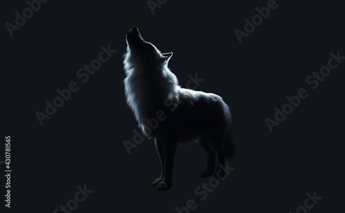 吠える狼のシルエット（3Dイラストレーション）. photo