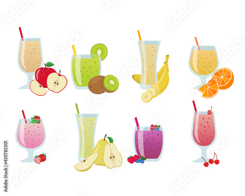 A set of fruit smoothie. Vector illustration