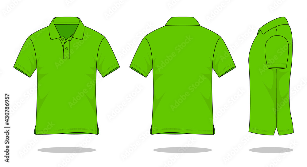 Green short sleeve polo shirt template vector on white background.Front ...