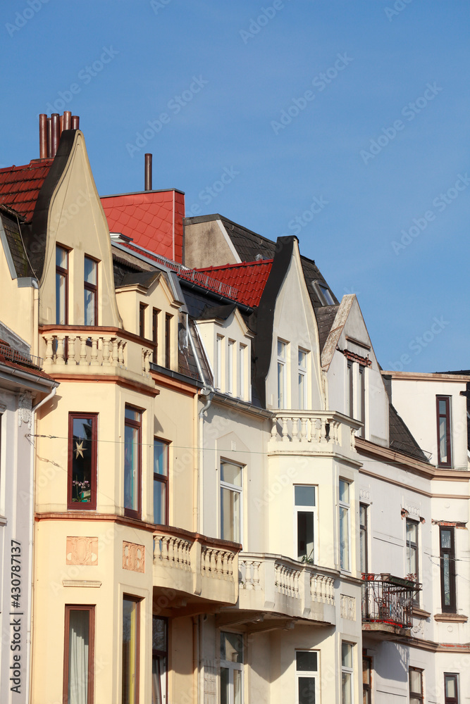 Häuserzeile, Reihenhäuser, Wohngebäude, Bremen, Deutschland, Europa