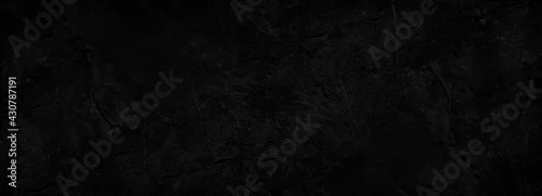 Panel kuchenny z motywem Black abstract background. Dark rock texture. Black stone background with copy space for design. Web banner. Wide. Panoramic.