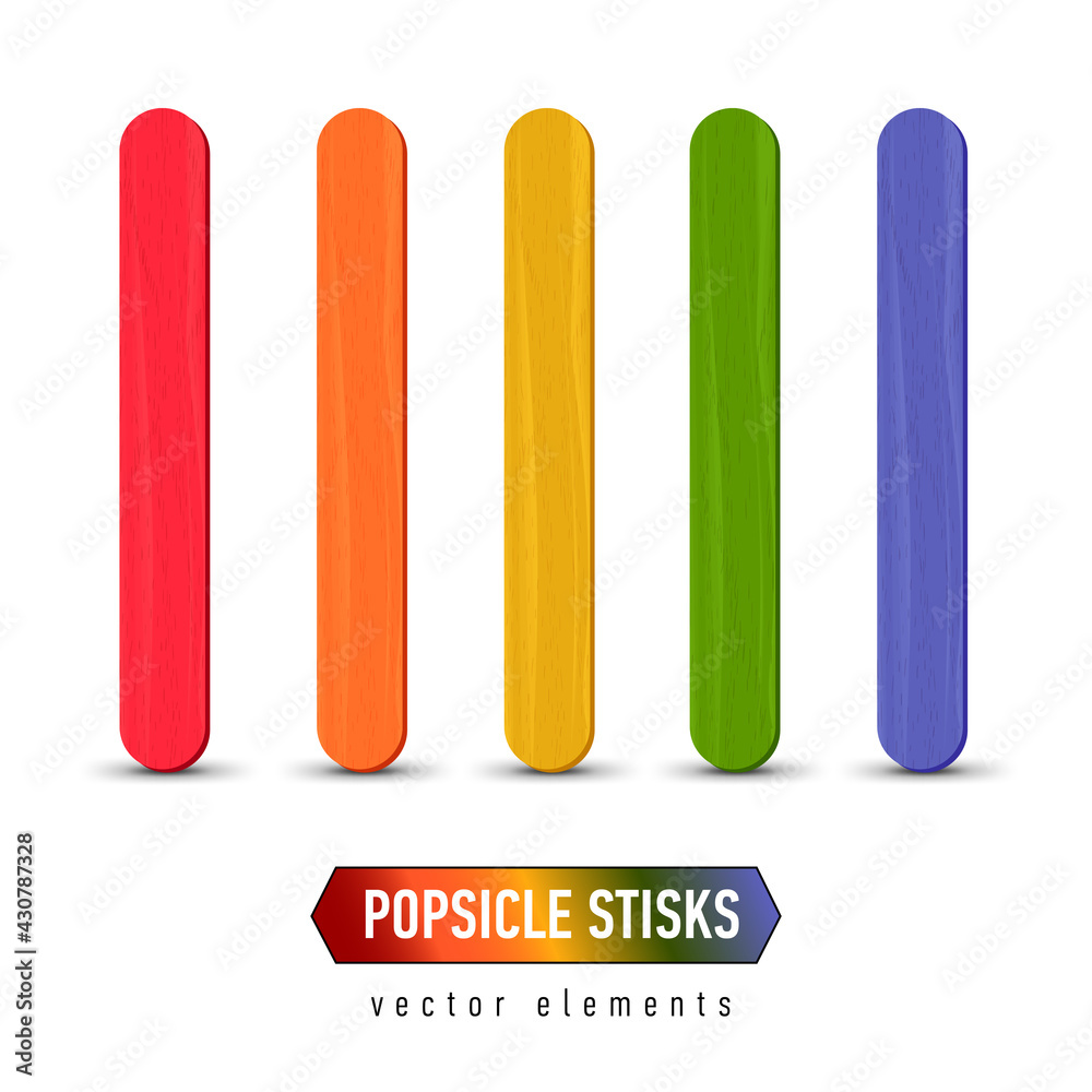 Set of realistic popsicle stircks. Ice lolly sticks, vector illustration, summer season. Set of realistic popsicle stircks. Ice lolly sticks, vector illustration, summer season.