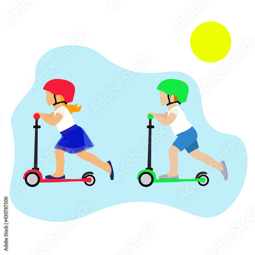 children on scooters