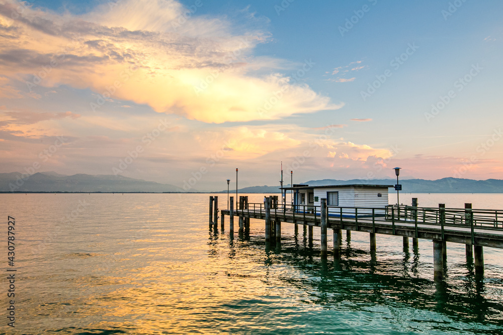 Marina jetty at Sunset in Germany