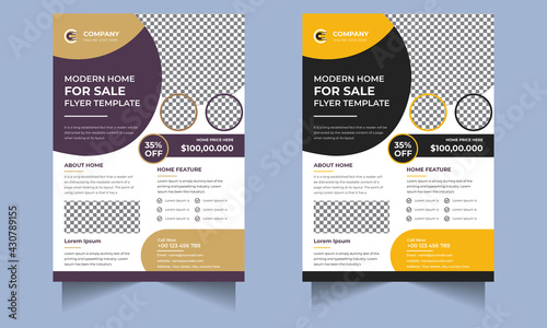 Real Estate and Home for sale flyer template design, Corporate Flyer Design, Two colours scheme