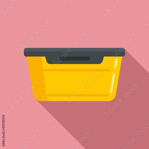 Food plastic box icon, flat style