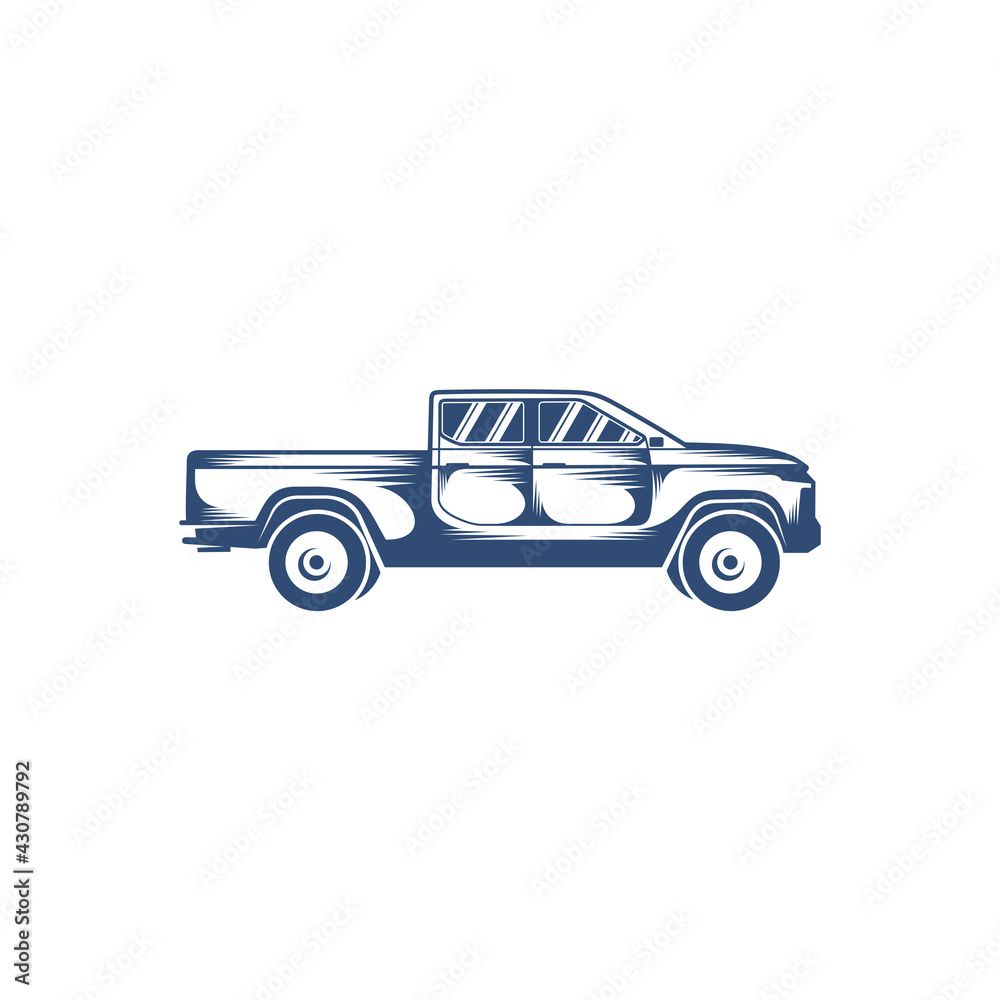 Pick up truck design vector illustration, Creative Pick up truck logo design concept template, symbols icons