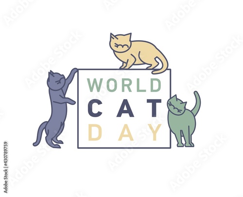 International cat day logo. Editable vector illustration