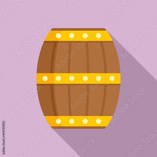 Wood barrel icon, flat style