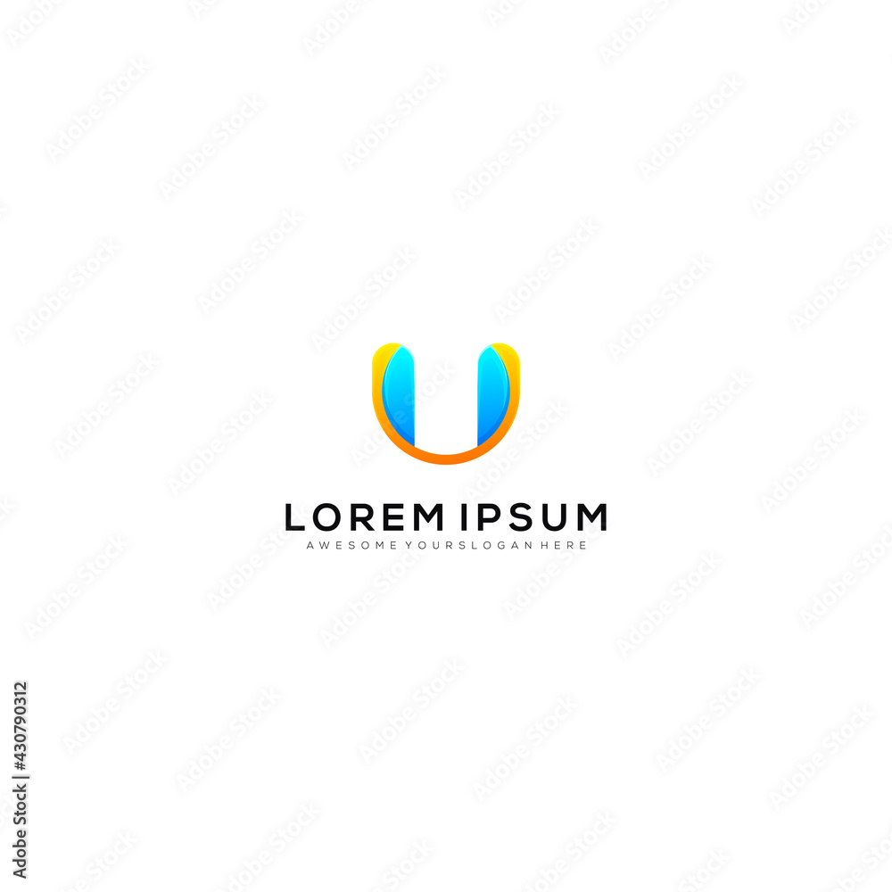 Colorful gradient style u letter logo illustration Colorful gradient style u letter logo illustration