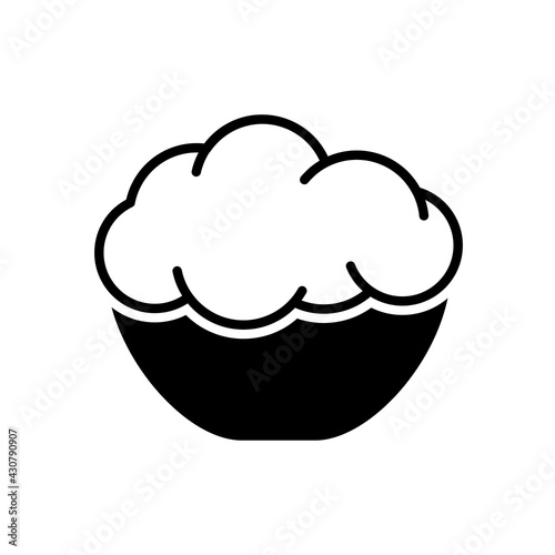 Yeast dough silhouette icon. Black simple illustration of raw risen dough in bowl for baking. Isolated vector pictogram on white background
