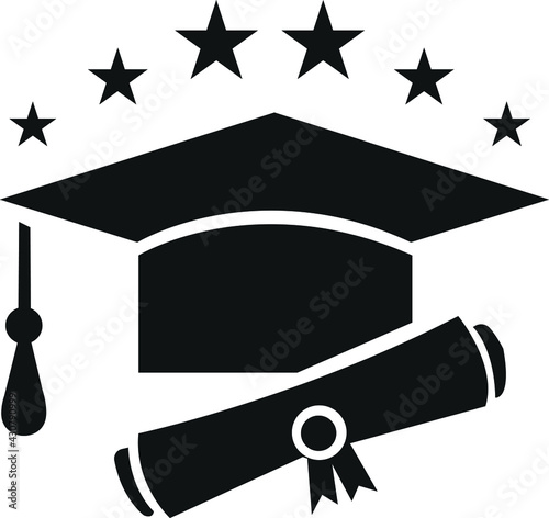 Graduate Hat icon with star,  Education icon vector illustration