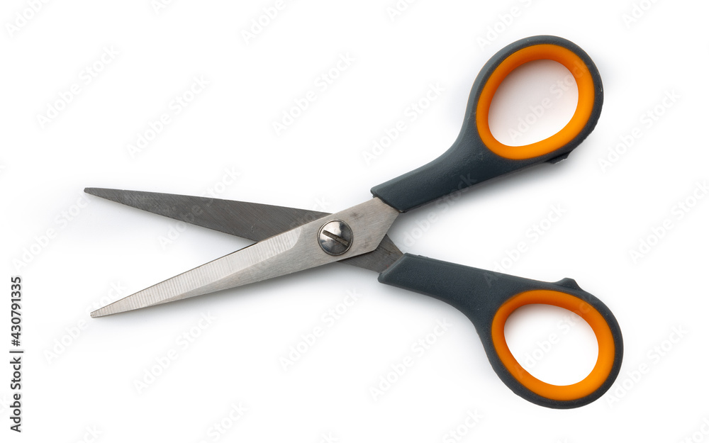 Scissors isolated on white background, top view Scissors isolated on white background, top view
