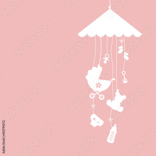 Hängendes Mobilé Mädchen Baby Icons Weiß/Rosa