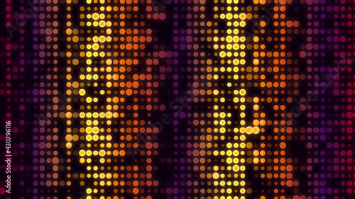 Abstract Artistic Red Purple Yellow Of Different Size Geometric Circles Grid Glowing Light Background