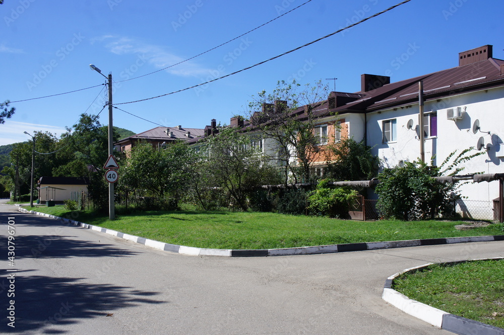 Village street in the village of Pshada in the North Caucasus