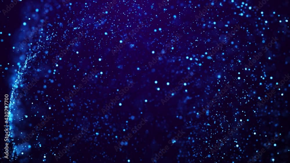 Blue glow particles float in viscous liquid with bokeh. Magical sparkles of light form abstract round structures. Fantastic background in 4k for festive events. Luma matte as alpha channel. 3d render Blue glow particles float in viscous liquid with bokeh. Magical sparkles of light form abstract round structures. Fantastic background in 4k for festive events. Luma matte as alpha channel. 3d render