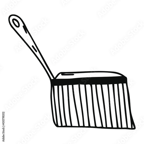 Vector brush broom for cleaning. Doodle broom brush.