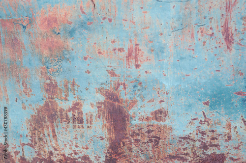 The surface of the old iron has rusted and peeled off. Rust stains on galvanized sheets. Abstract background for decorative and work design.