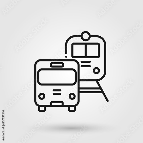Public transport icon. Train and bus design illustration for city transportation concept.