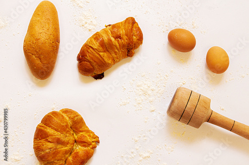 Bread on white background