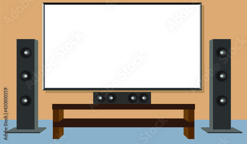Stereo set vector in the living room for copy space