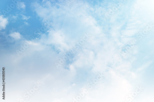 Blue sky with white cloud. Blue background. The summer sky is colorful clearing day and beautiful nature in the morning. for backdrop decorative and wallpaper design. The perfect sky background.