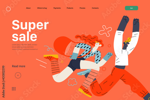 Discounts, sale, promotion, web template. Flat vector