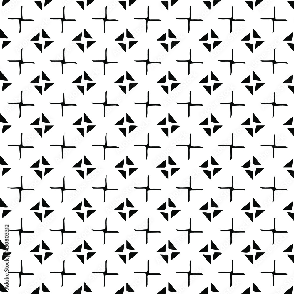 Geometric vector pattern with triangular elements. Seamless abstract ornament for wallpapers and backgrounds. Black and white colors. Geometric vector pattern with triangular elements. Seamless abstract ornament for wallpapers and backgrounds. Black and white colors.