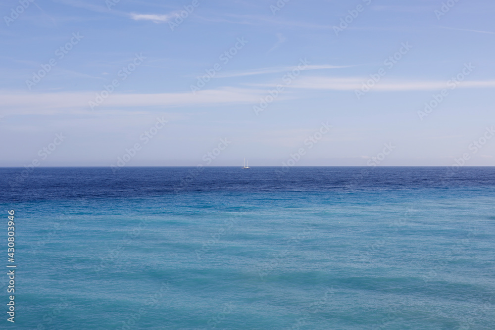 blue sea and blue sky, horizon over the sea, infinity
