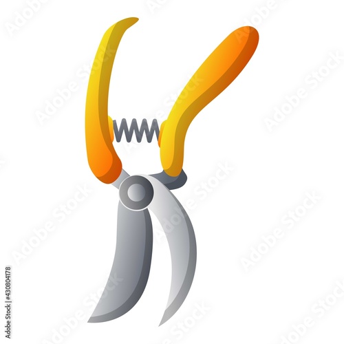 Garden secateur icon, cartoon style