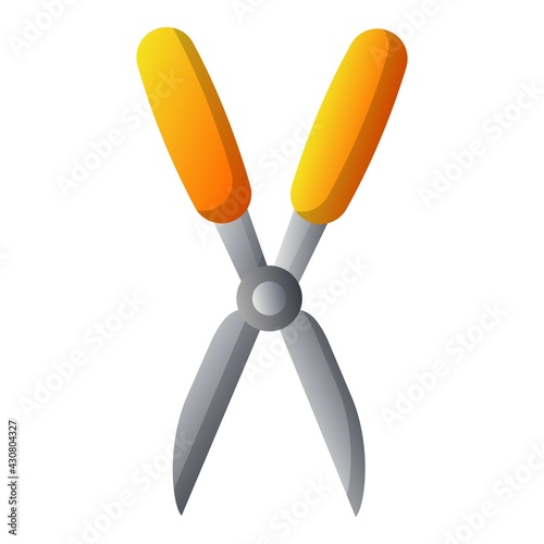 Garden bush scissors icon, cartoon style