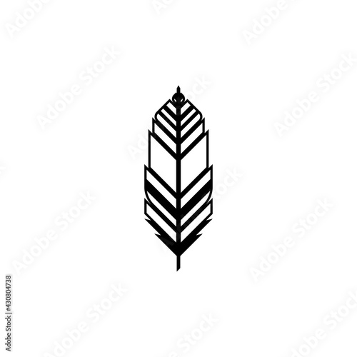 squared feather silhouette . Flat vector icon isolated on white.