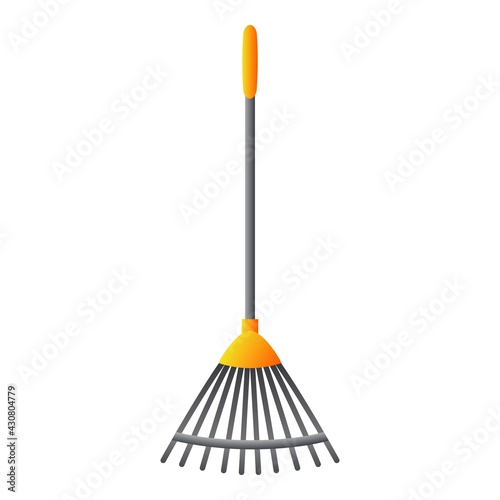 Leaf rake icon, cartoon style