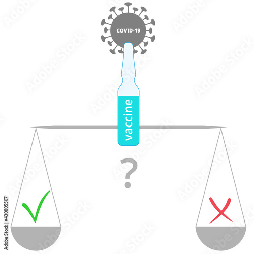 Covid-19 vaccine. Vector banner of coronavirus vaccination. Illustration of stop covid. For and against vaccination.