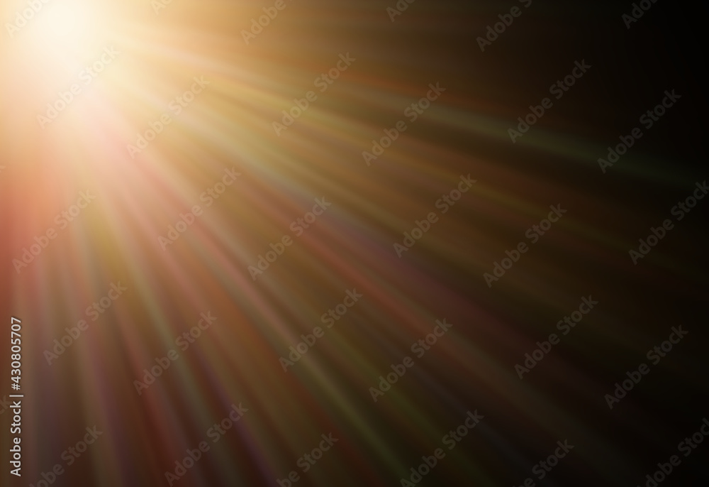 Warm sun rays light effect isolated on Black Background. Overlay, Ray,  Sunlight, Screen Mode, Selective Focus Stock Illustration | Adobe Stock