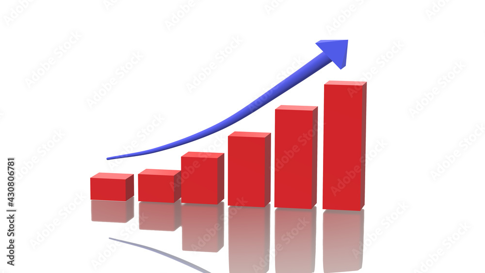 Bar Chart Graph. Business Infographic Element.3D illustration. 3d render.